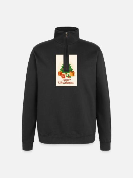 Weihnachtsbaum mit Geschenken - Quarter-Zip-Sweatshirt - Schwarz