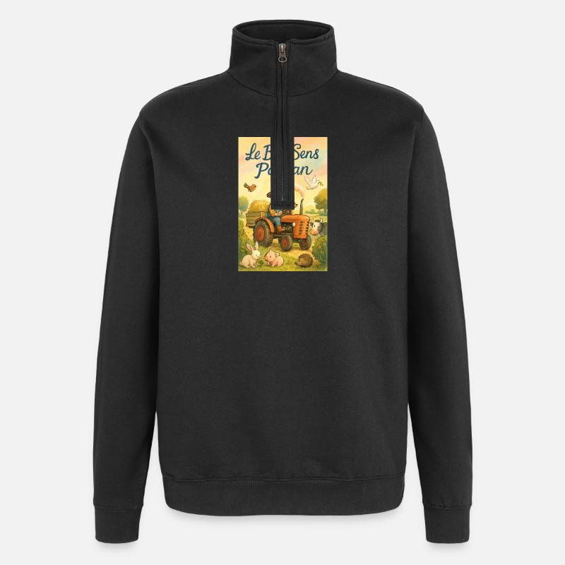 Le Bon Sens Paysan - Sweat à zip 1/4 - noir