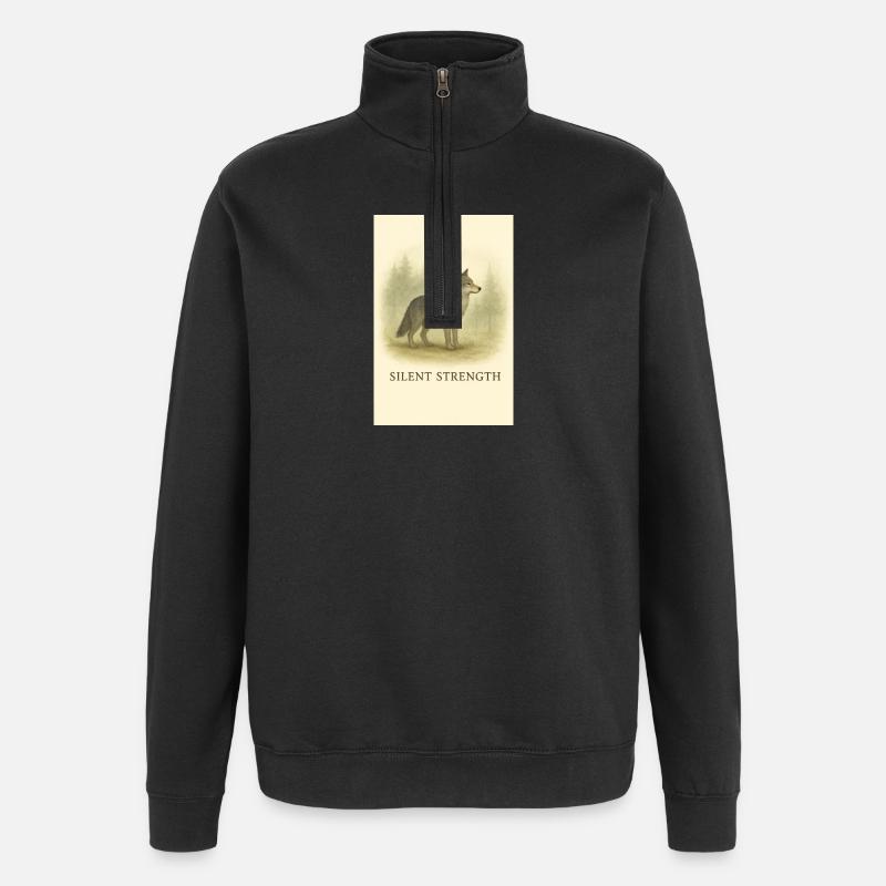 Loup de la Force silencieuse - Sweat à zip 1/4 - noir