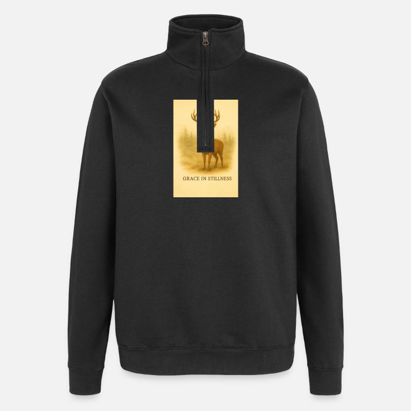 Gnade in der Stille Hirsch Illustration - Quarter-Zip-Sweatshirt - Schwarz