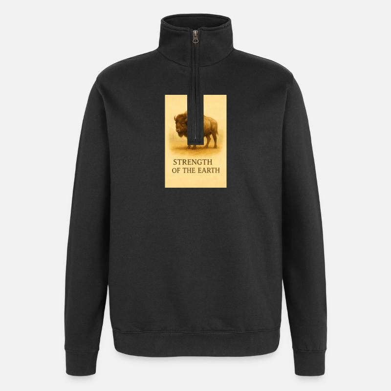 Strength of the Earth Bison - Quarter-Zip Sweatshirt - black