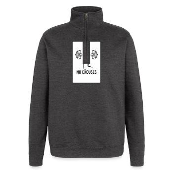 No excuse GYM - Quarter-Zip Sweatshirt - charcoal grey - Front - AI Model Female 172 light (172cm) & AI Model Male 178 dark (178cm)