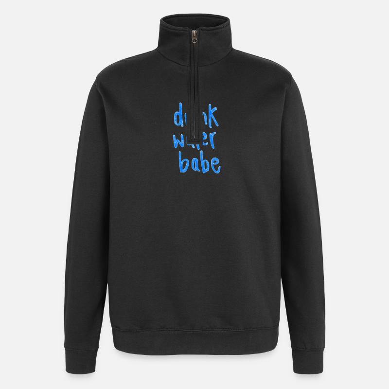 Drink Water Babe – Lettre d’hydratation motivationnelle - Sweat à zip 1/4 - noir