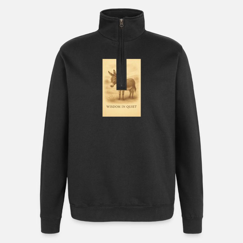 Donkey wisdom at rest - Quarter-Zip Sweatshirt - black