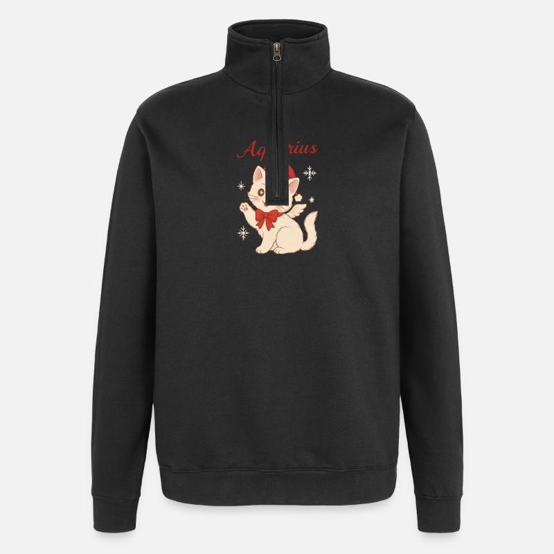 Aquarius Winterkatze - Quarter-Zip-Sweatshirt - Schwarz