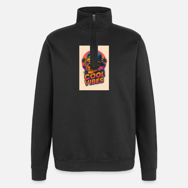 Neon Skull Tropical Vibes - Quarter-Zip Sweatshirt - black
