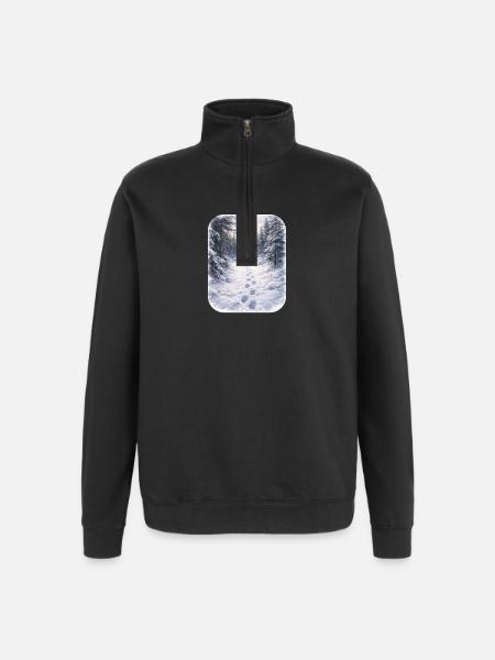 Winter Forest Path Morgenschein - Quarter-Zip Sweatshirt - black