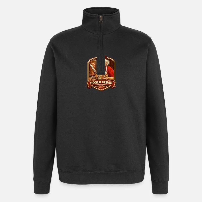 Doner Kebab Master Retro Caricature - Quarter-Zip Sweatshirt - black