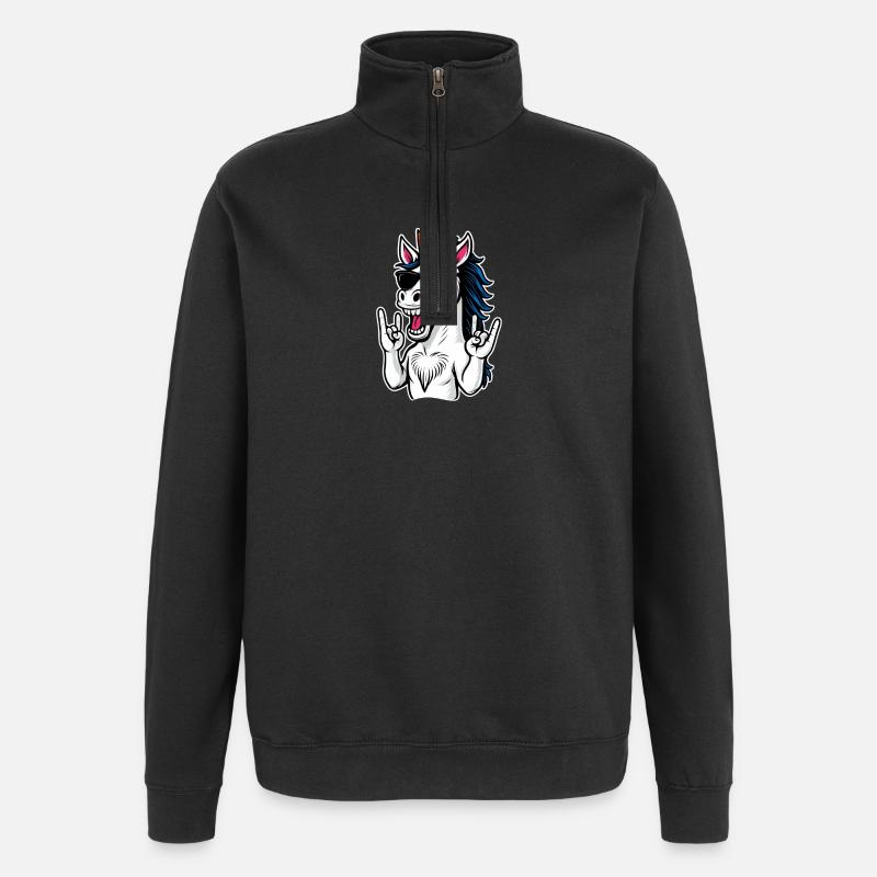 Rockendes Einhorn mit Sonnenbrille LGBT - Quarter-Zip-Sweatshirt - Schwarz