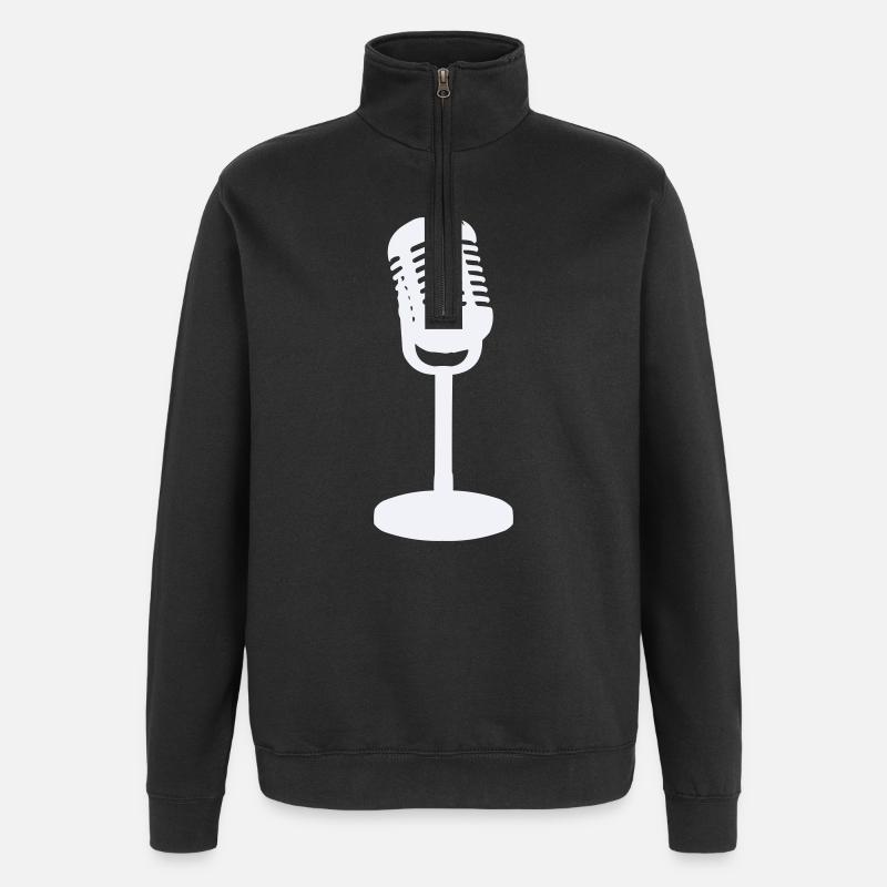 Microphone - Sweat à zip 1/4 - noir
