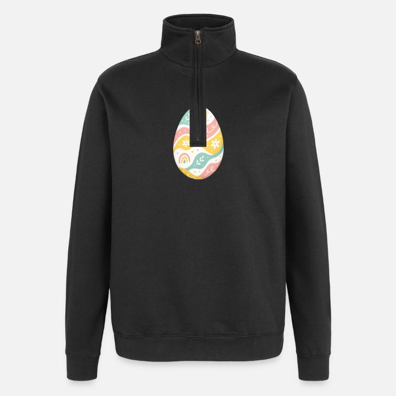 Pastell Osterei Muster - Quarter-Zip-Sweatshirt - Schwarz