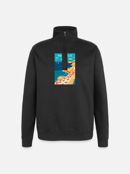 Marseille Côte Azur Plage - Sweat à zip 1/4 - noir