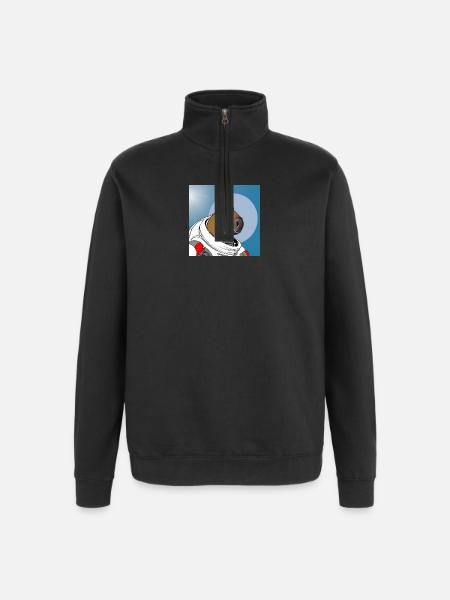 Capy astronaut - Quarter-Zip Sweatshirt - black