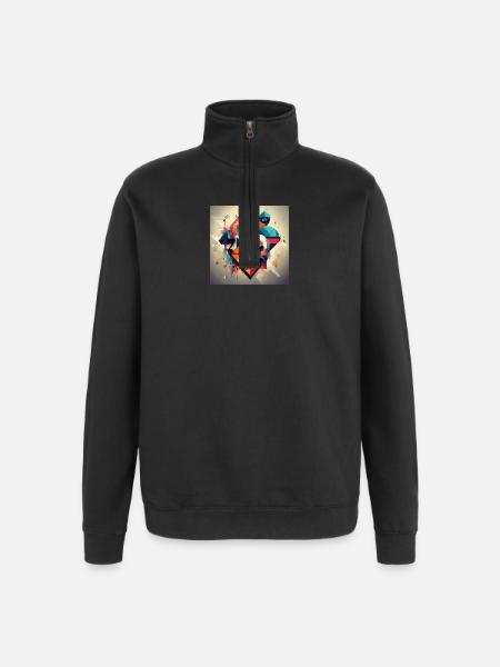 Geometrie Art - Quarter-Zip-Sweatshirt - Schwarz
