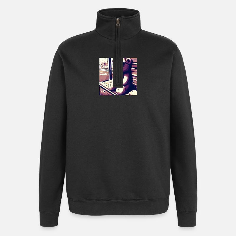 Teddy Manga II - Quarter-Zip-Sweatshirt - Schwarz