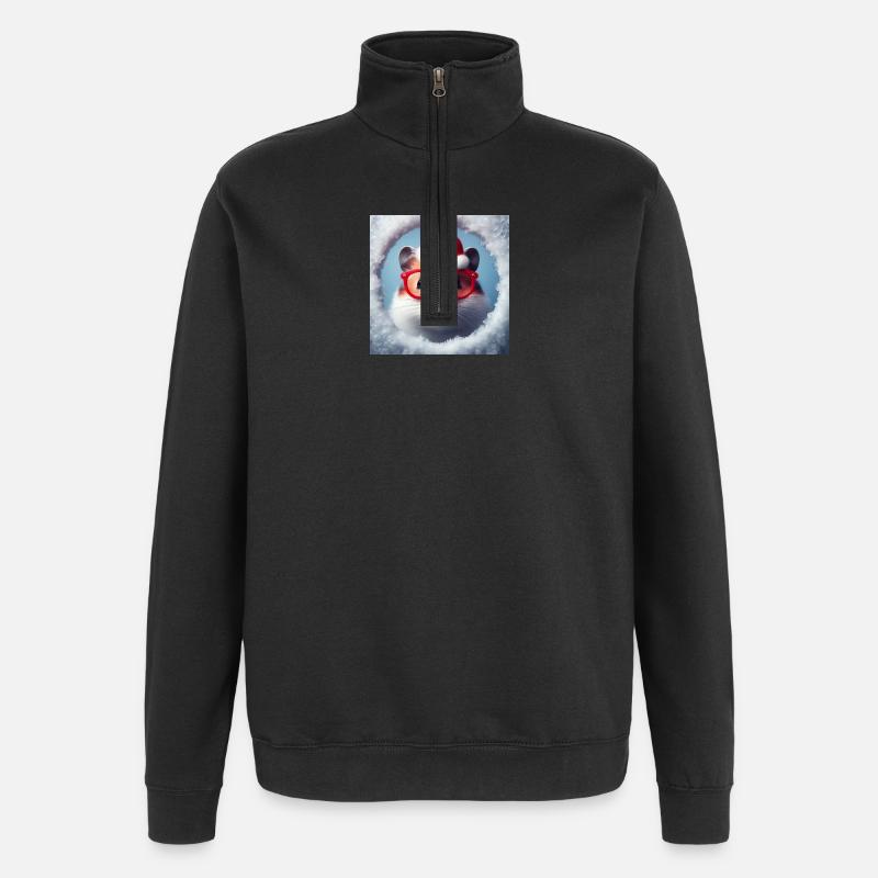 Hamster as Santa Claus - Quarter-Zip Sweatshirt - black