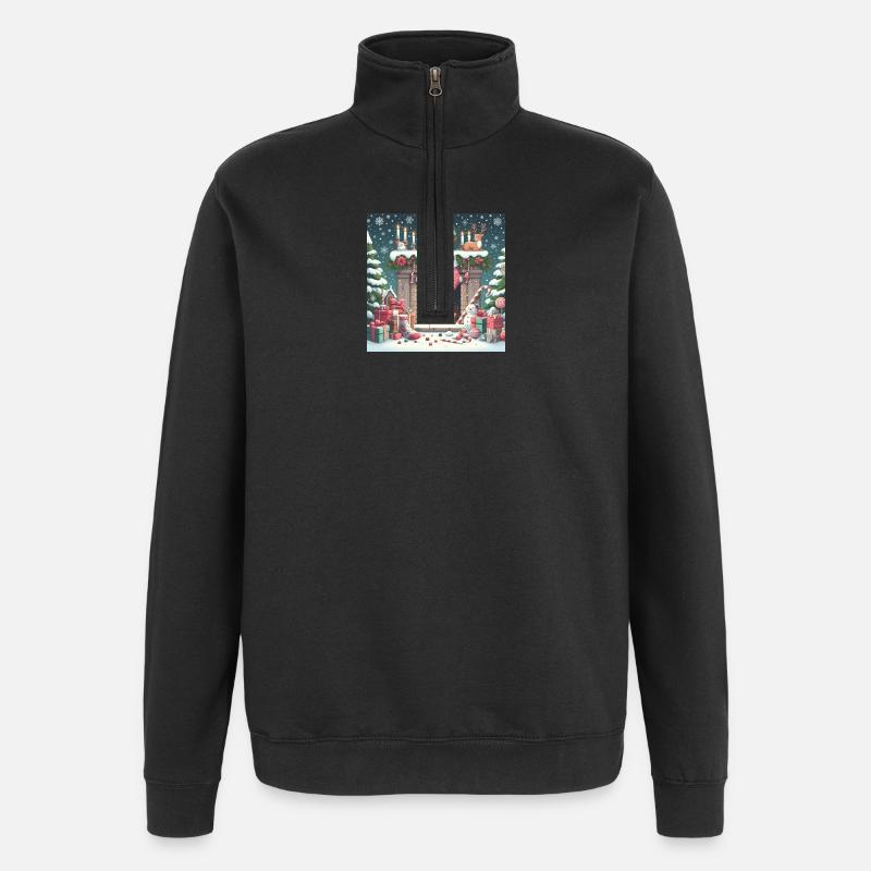 Weihnachts Design 4 - Quarter-Zip-Sweatshirt - Schwarz