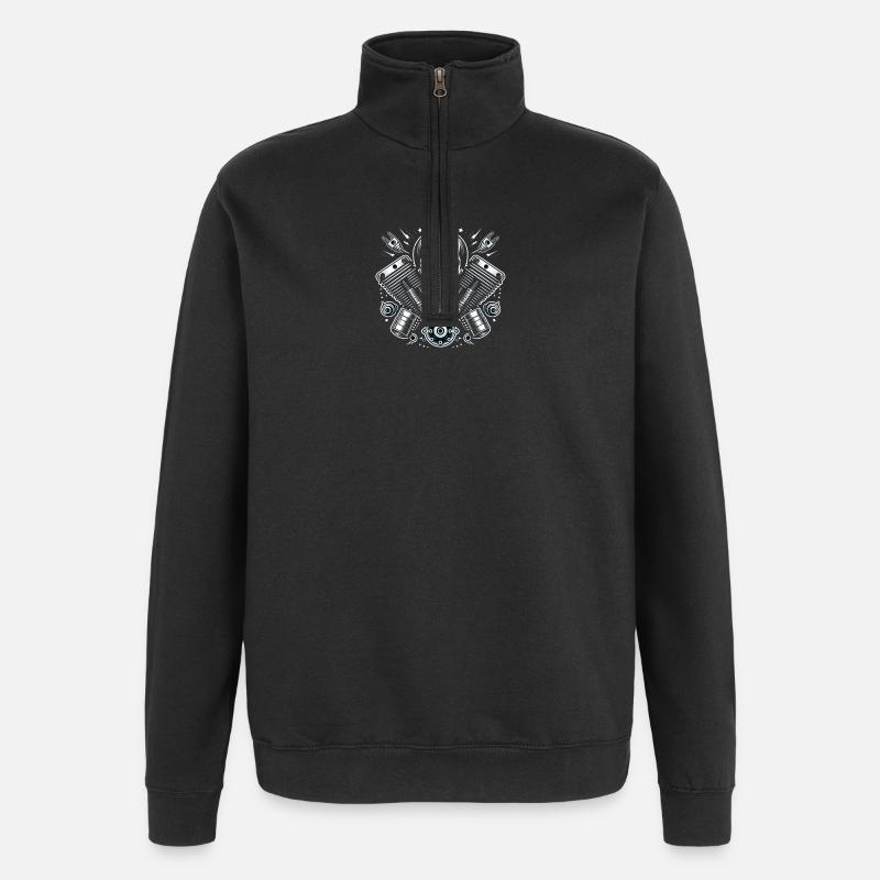 Biker Skull Design 2 - Quarter-Zip Sweatshirt - black