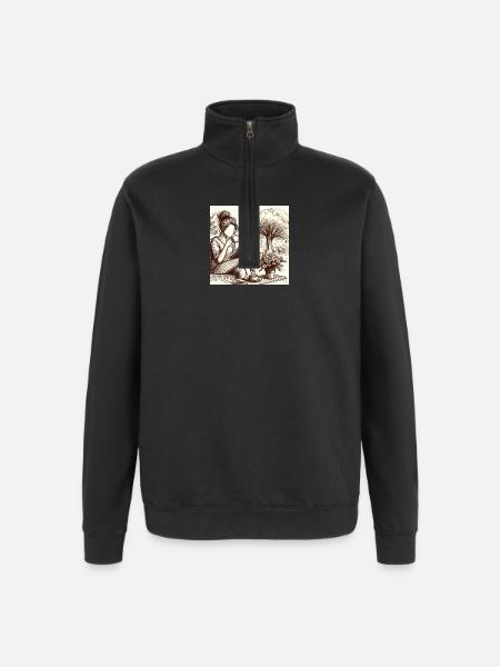 Village cosiness - Quarter-Zip Sweatshirt - black