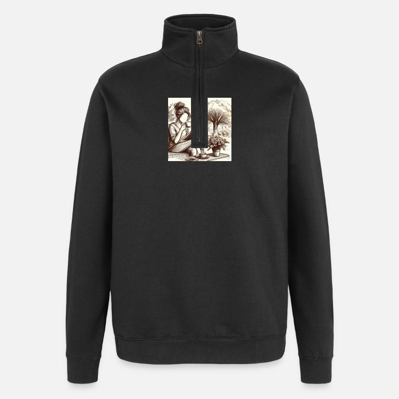 Convivialité villageoise - Sweat à zip 1/4 - noir