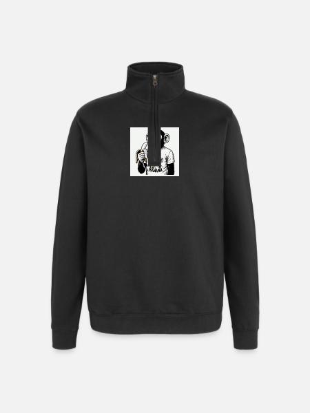 A monkey and his banana - Quarter-Zip Sweatshirt - black
