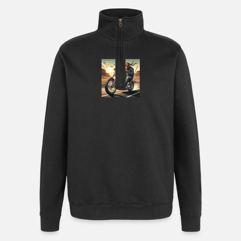 Cool monkey on a chopper - Quarter-Zip Sweatshirt - black