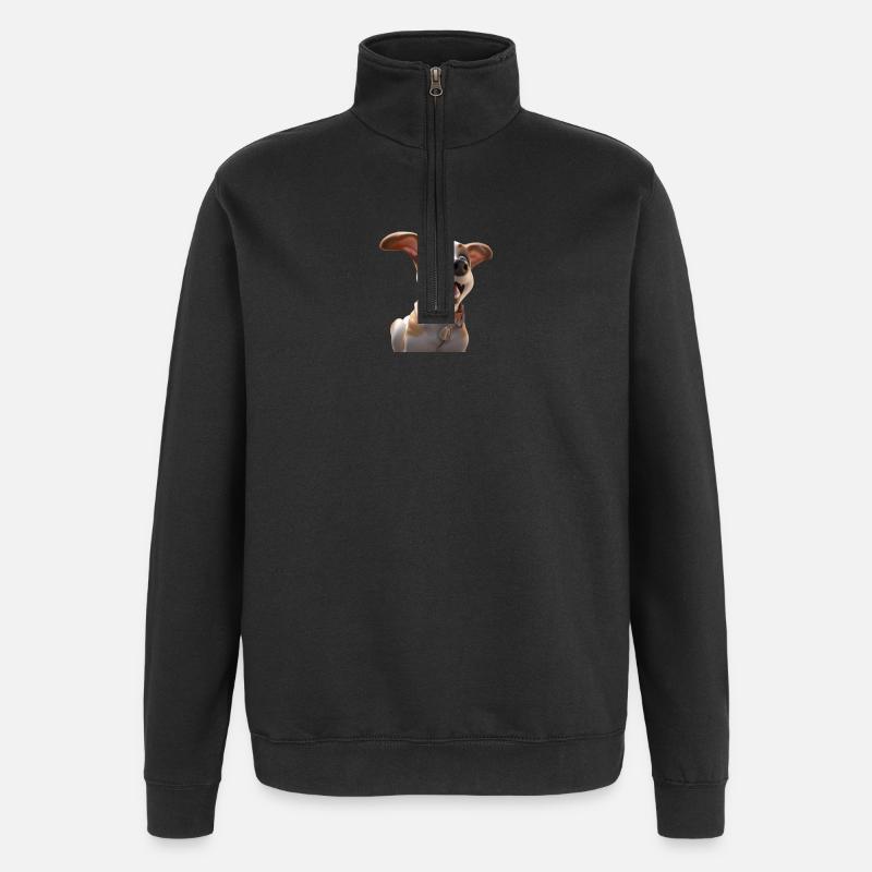 Fröhliche Cartoon-Hundejubel - Quarter-Zip-Sweatshirt - Schwarz