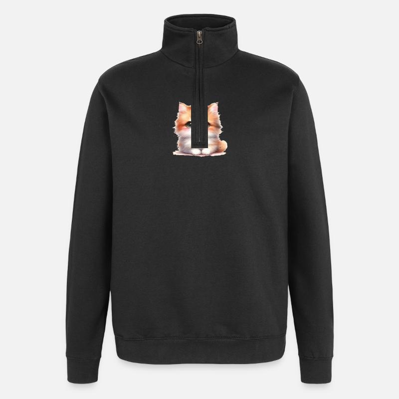 Chat mignon - Sweat à zip 1/4 - noir