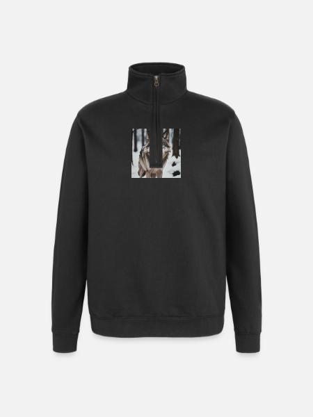 Wolf - Quarter-Zip Sweatshirt - black
