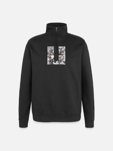 Rocking Deer Illustration - Quarter-Zip Sweatshirt - black