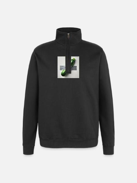 Zucchini framed by ribbon - Quarter-Zip Sweatshirt - black