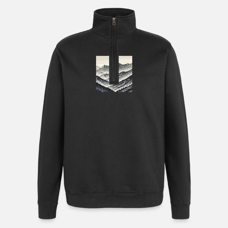 Linienberge der Schatten - Quarter-Zip-Sweatshirt - Schwarz