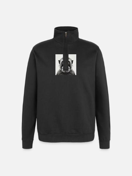 Monkey in grayscale - Quarter-Zip Sweatshirt - black