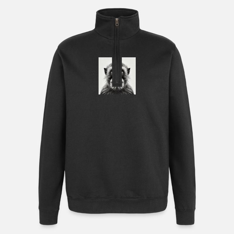 Affe in Graustufen - Quarter-Zip-Sweatshirt - Schwarz