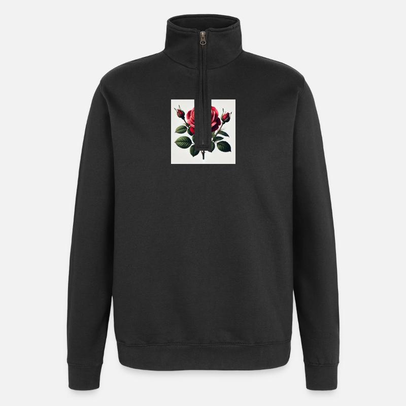 Schöne rote Rose - Quarter-Zip-Sweatshirt - Schwarz