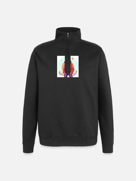 90's Style - Quarter-Zip Sweatshirt - black