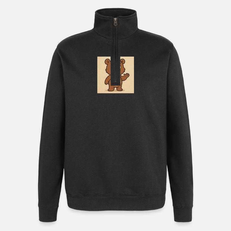 Niedlicher Bär - Quarter-Zip-Sweatshirt - Schwarz