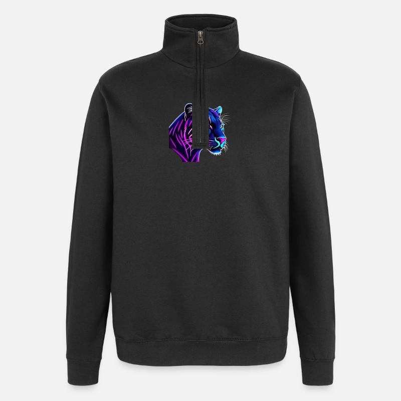 Panther in Neonfarben - Quarter-Zip-Sweatshirt - Schwarz