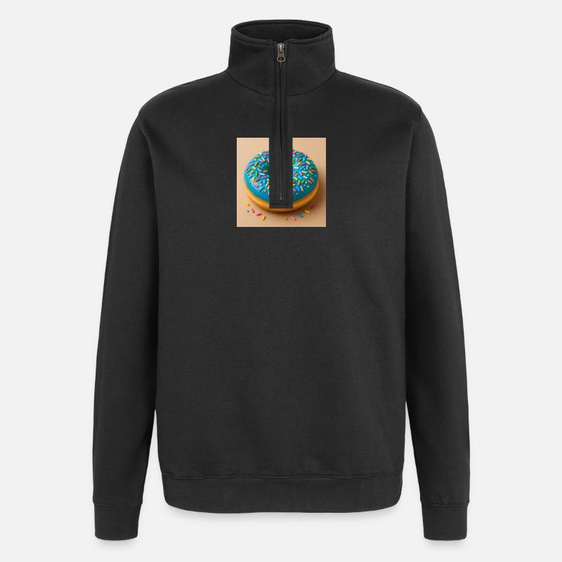 Donut mit Blauem Zuckerguss - Quarter-Zip-Sweatshirt - Schwarz