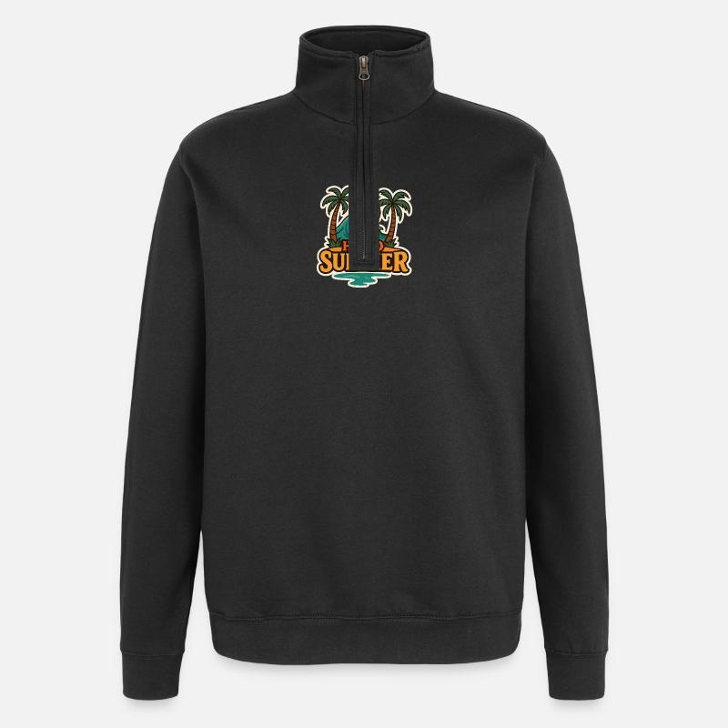 Hallo Sommer-Tropenwellen-Abzeichen - Quarter-Zip-Sweatshirt - Schwarz