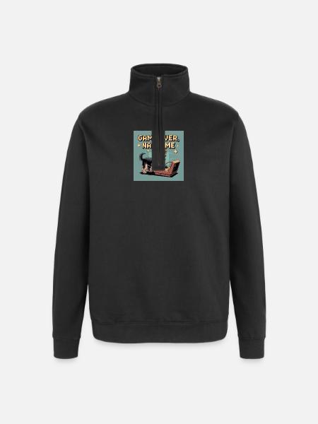 Dog and Console: Virtual Gameplay - Quarter-Zip Sweatshirt - black