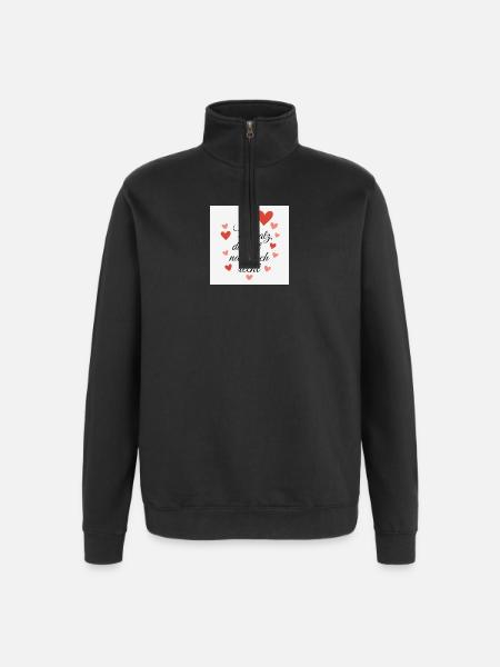 Love message with heart motifs - Quarter-Zip Sweatshirt - black