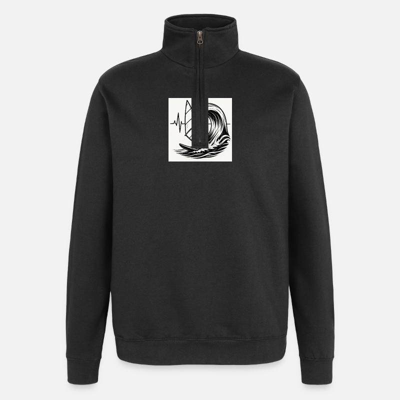 Surfeur - Sweat à zip 1/4 - noir