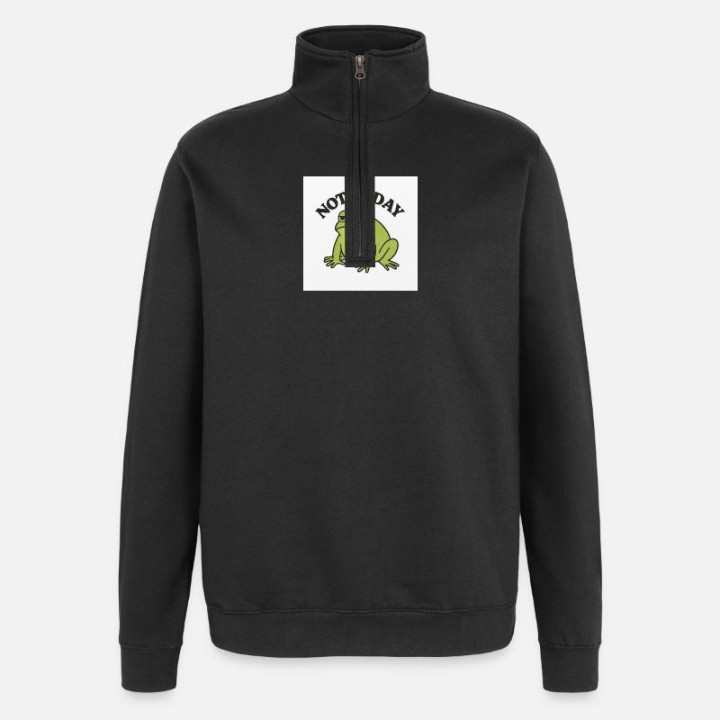 Funny frog with statement text - Quarter-Zip Sweatshirt - black