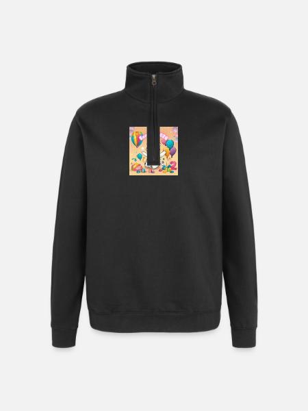 Birthday Bear with Balloons 2026 - Quarter-Zip Sweatshirt - black