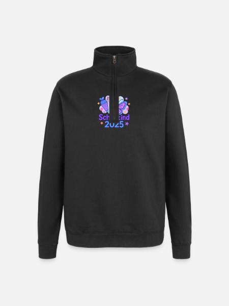 Schulanfang 2025 „Schmetterling“ - Quarter-Zip-Sweatshirt - Schwarz
