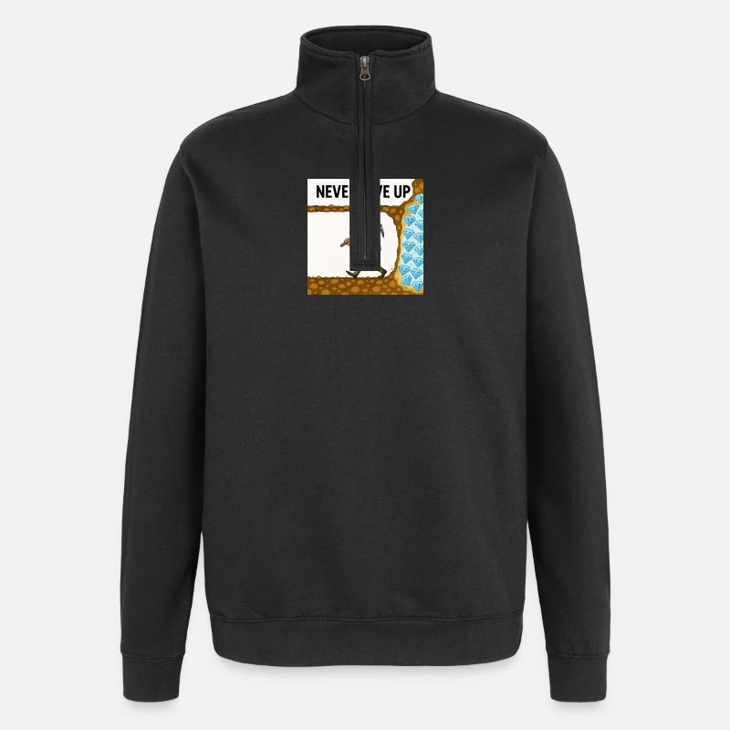Niemals aufgeben - Quarter-Zip-Sweatshirt - Schwarz