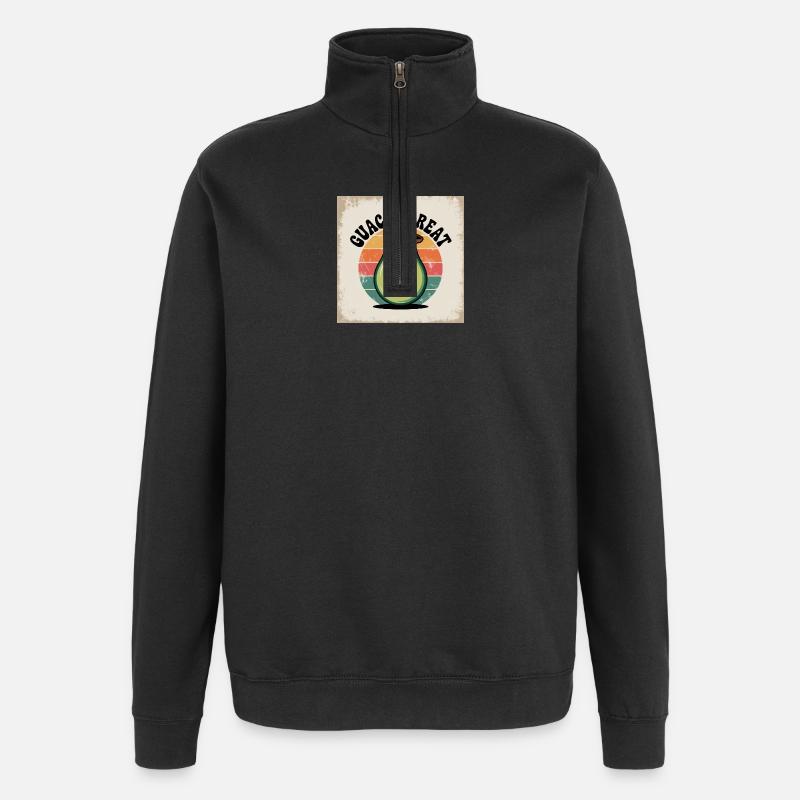 Funny Avocado with Mexican Hat - Quarter-Zip Sweatshirt - black