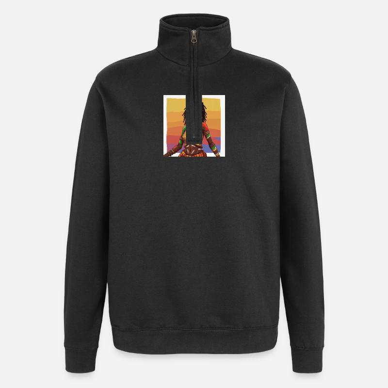 Kulturelles und buntes Afro-Afrika-Mädchen - Quarter-Zip-Sweatshirt - Schwarz