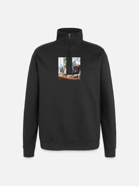 Bear in Chic Business Suit - Quarter-Zip Sweatshirt - black